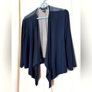 R&M Richards Women's Sz XL Elegant Sheer Back Black Cardigan Poly/Spandex